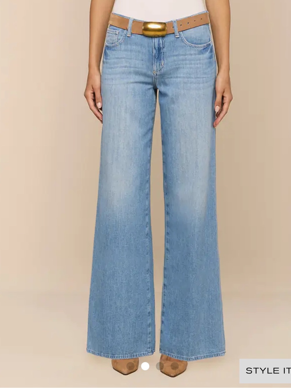 L'AGENCE Light Blue Wide Leg Ankle Jeans
